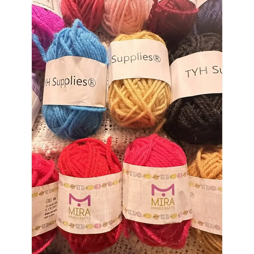 TYH Supplies & Mira Mini Acrylic Yarn MultiColor New Variety Lot 44 ct